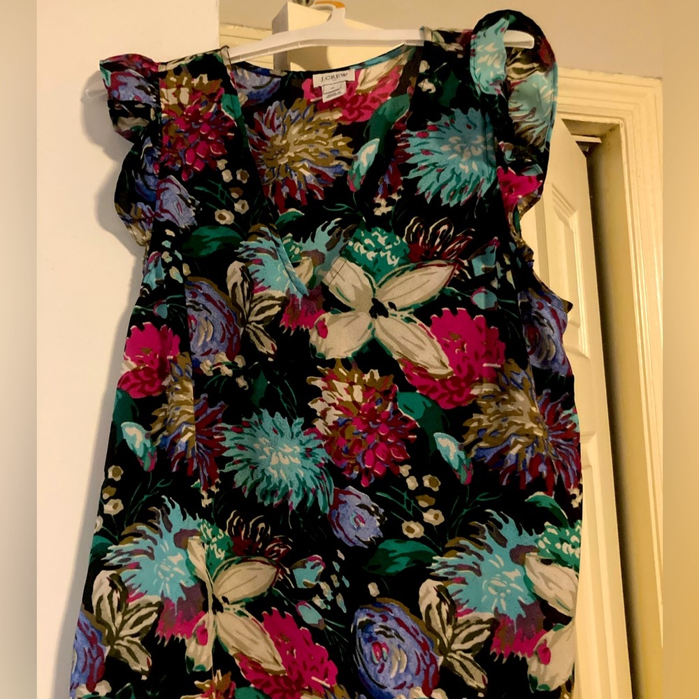J Crew sleeveless floral ruffle top size 12